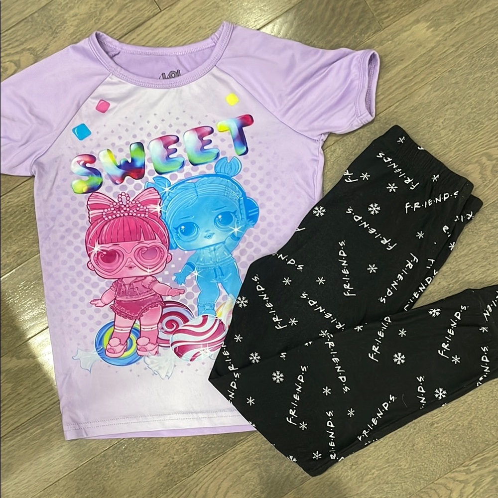 Girls Friends TV Series Leggings and LOL Surprise T Shirt Outfit Set 7 8